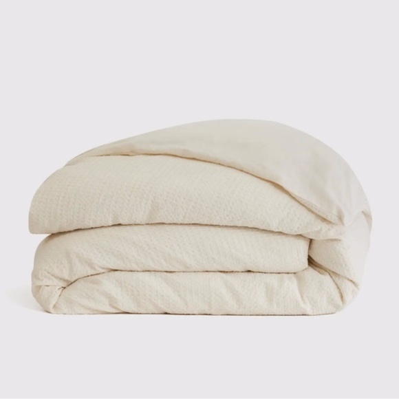 New! Quince Organic Luxe Waffle Honeycomb Queen Duvet Cover in Undyed - Picture 1 of 6